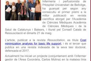 ¡Estamos de Enhorabuena! Nuestro compañero el Doctor Jordi Castillo García ha recibido el premio a la mejor publicación del Consejo Catalán  de Resucitación.